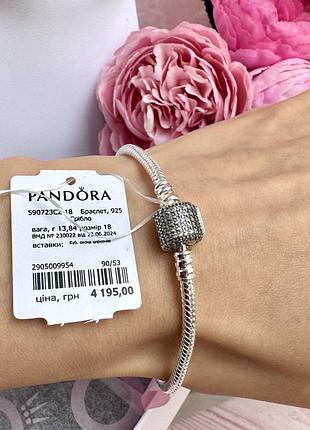 Браслет пандора срібло 925 браслет pandora «з сяючою застібкою» оригінальний браслет пандора новий бірка пломба