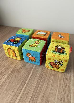 М'які розвиваючі кубики ферма 6 шт. для немовлят в ідеальному стані