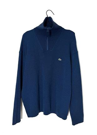 Синий вязаный свитер из смеси шерсти lacoste