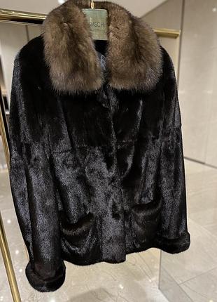 Шуба норкова black glama ворот соболь баргузин  автоледі р.хс-с-м