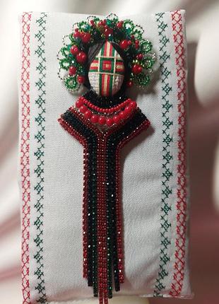 Брошь мотанка,,,,красная калина,