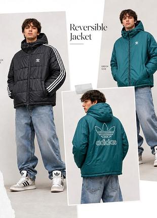 Двусторонняя зимняя куртка adidas originals мужская reversible с капюшоном