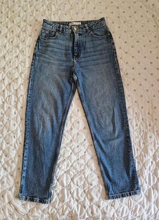 Джинсы zara 38 / m — синие, высокая посадка, отличное состояние