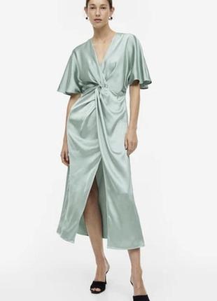 Неймовірна сатинова сукня преміум якості h&m оливково фісташко воно кольору