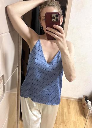 Неймовірна тканина майка нарядка під класику голуба синя new look на брителях повітряна
