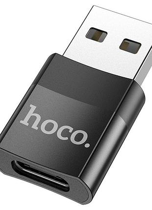 Переходник hoco ua17 usb male to type-c female usb2.0 черный