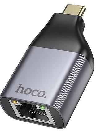 Переходник hoco ua35 type-c to rj45 100 mbs metal grey