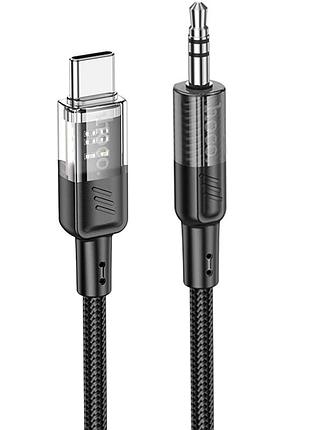 Аудіо кабель aux hoco upa27 spirit transparent (type-c to aux 3.5mm) (1.2m) black