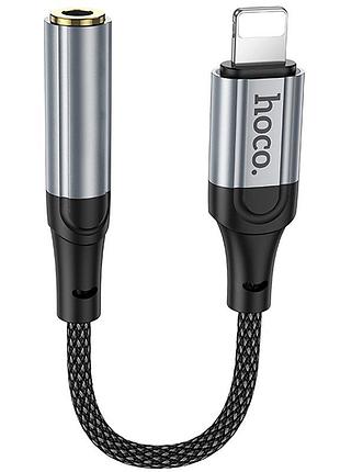 Аудіо кабель aux hoco ls36a fresh 3.5mm to lightning (0.12m) metal gray