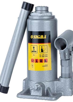 Домкрат гидравлический бутылочный 3т h 175-345мм standard sigma (6106031)