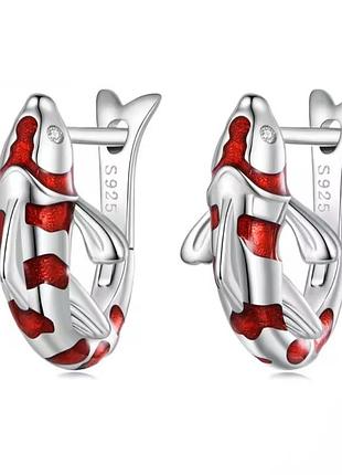 Серебряные серьги рыбки карпы