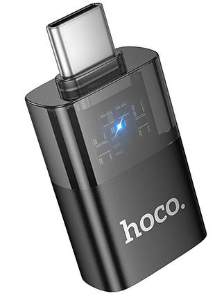 Переходник hoco ua36b otg type-c male to usb female transparent black