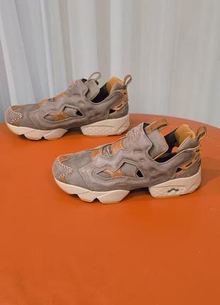 Кроссовки мужские reebok instapump fury 94 нубукоаи кожаные коричневые без шнурков 45,5- 46-47 размер