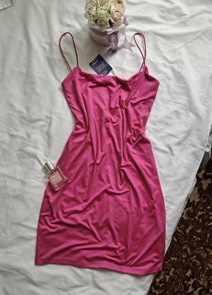 Сукня slim dress обтисла обтягуюча рожева фуксія s m l барбі