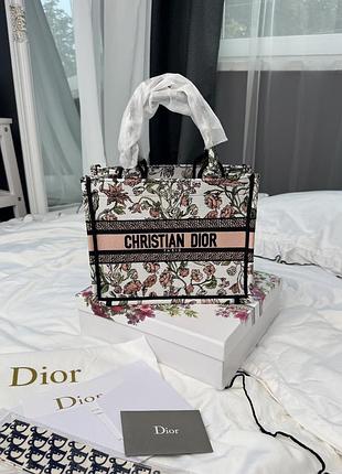 Dior book tote floral embroidery
