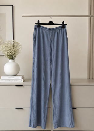 Легкие летние брюки палаццо жатка от zara р. s - m