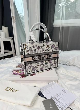 Dior book tote floral embroidery