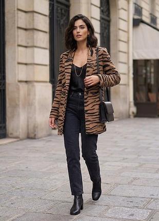 Вовняне пальто stradivarius шерсть стильне тигр леопард