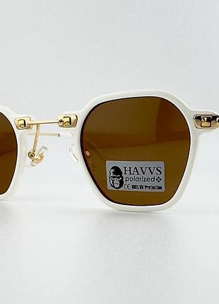 Сонцезахисні окуляри havvs hv68053 f polarized поляризаційні з чохлом, білі золотисті