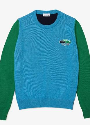 Lacoste люксовий вовняний жіночий светр джемпер в стилі колорблок, оригінал