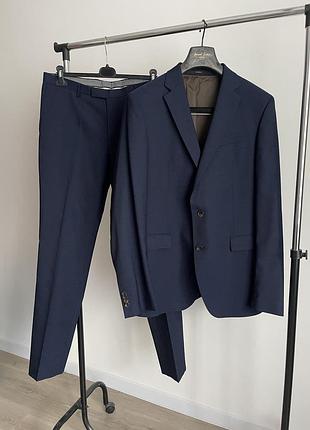 Преміальний синій чоловічий костюм windsor (100% вовна vitale barberis canonico) розмір 102