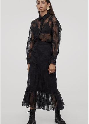 H&m x sandra mansour довга спідниця з органзи з воланом по низу
