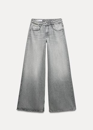 Джинсы широкие zara m, l низкая посадка