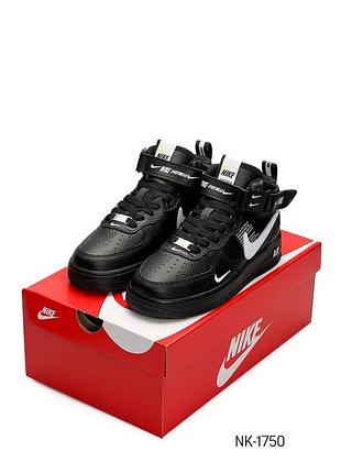 Женские кроссовки nike air force mid utility all black white