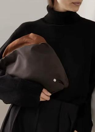 Сумка коричнева типу the row bourse pouch clutch bag, нейлонова