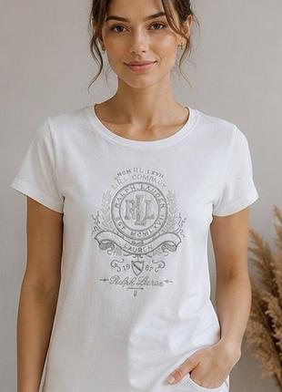 Білосніжна футболка ralph lauren l з розкішною вишивкою