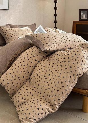 Постільна білизна полуторна з текстурою льону colorful home print 1 21688 150х210 см