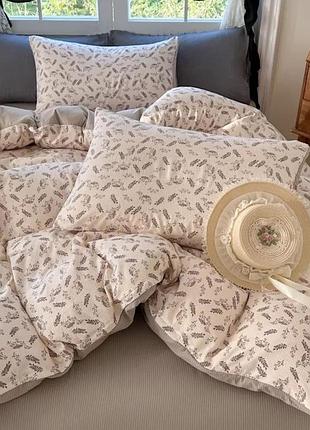 Постільна білизна євро з простирадлом на гумці з мусліну colorful home 19933 200х230 см