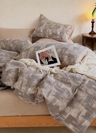 Постельное белье семейное из муслина с простынью на резинке colorful home print 3 21739 150х210х2 см