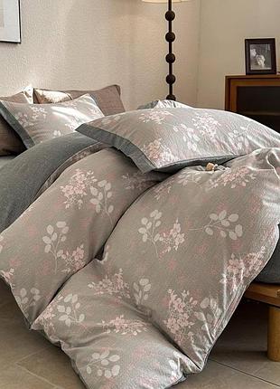 Постільна білизна полуторна з текстурою льону colorful home 21687 150х210 см