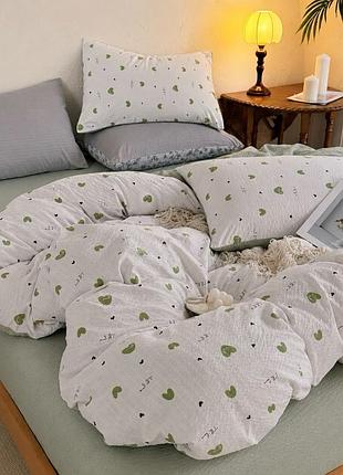 Постельное белье семейное из муслина с простынью на резинке colorful home print 7 21743 150х210х2 см
