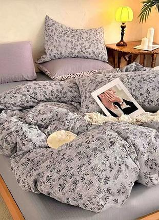 Постельное белье двуспальное из муслина с простынью на резинке colorful home print 2 21583 180х220 см