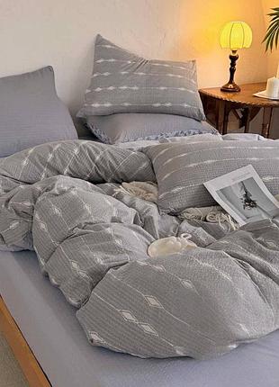 Постельное белье двуспальное из муслина с простынью на резинке colorful home print 16 21780 180х220 см