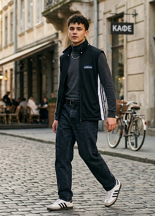 Винтажная жилетка adidas vintage / черная спортивная жилетка adidas 90s (s/m)