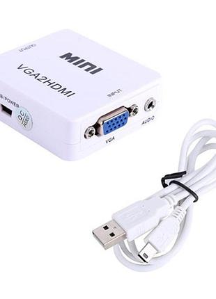 Vga - hdmi tv конвертер видео, аудио, 1080p, белый