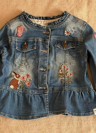 Джинсова куртка mantaray з вишивкою для дівчинки, 3-4 роки (зріст 104 см)
