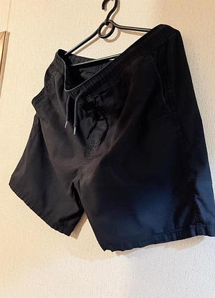 Чоловічі чорні бавовняні шорти h&m на резинці з шнурком (regular fit), eur l