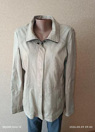 Женская кожаная куртка quadro (бежевая / кремовая), демисезонная, p.l