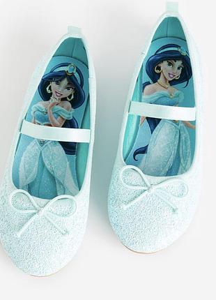 Балетки h&m бірюзові disney princess з блискітками та резинкою для дівчинки