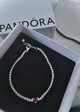 Браслет pandora червоне серце / браслет пандора / pandora bracelet 5