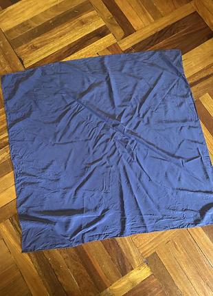Платок шелковый шелк 100% silk синий большой шарф шарфик хустка хустинка косынка