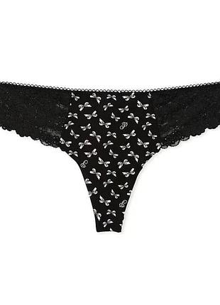 Трусики victoria's secret pink s черные с кружевом