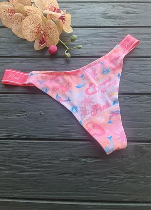 Трусики стрінги logo cotton high-leg thong panty victorias secret