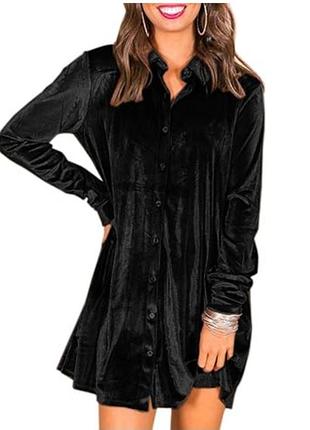 Новое черное бархатное платье/ рубашка, asos