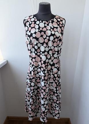 Сукня міді dkny оригінал а-силует з кишенями в горошок (розмір l/xl, us 12)