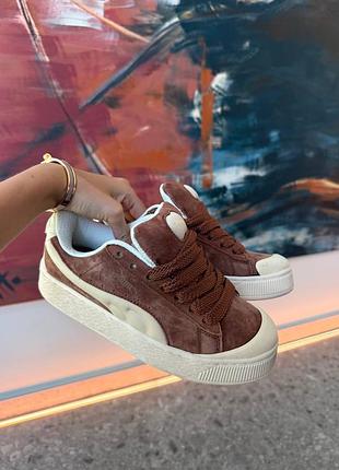 Кроссовки puma suede xl crush preserves beige brown арт 14015